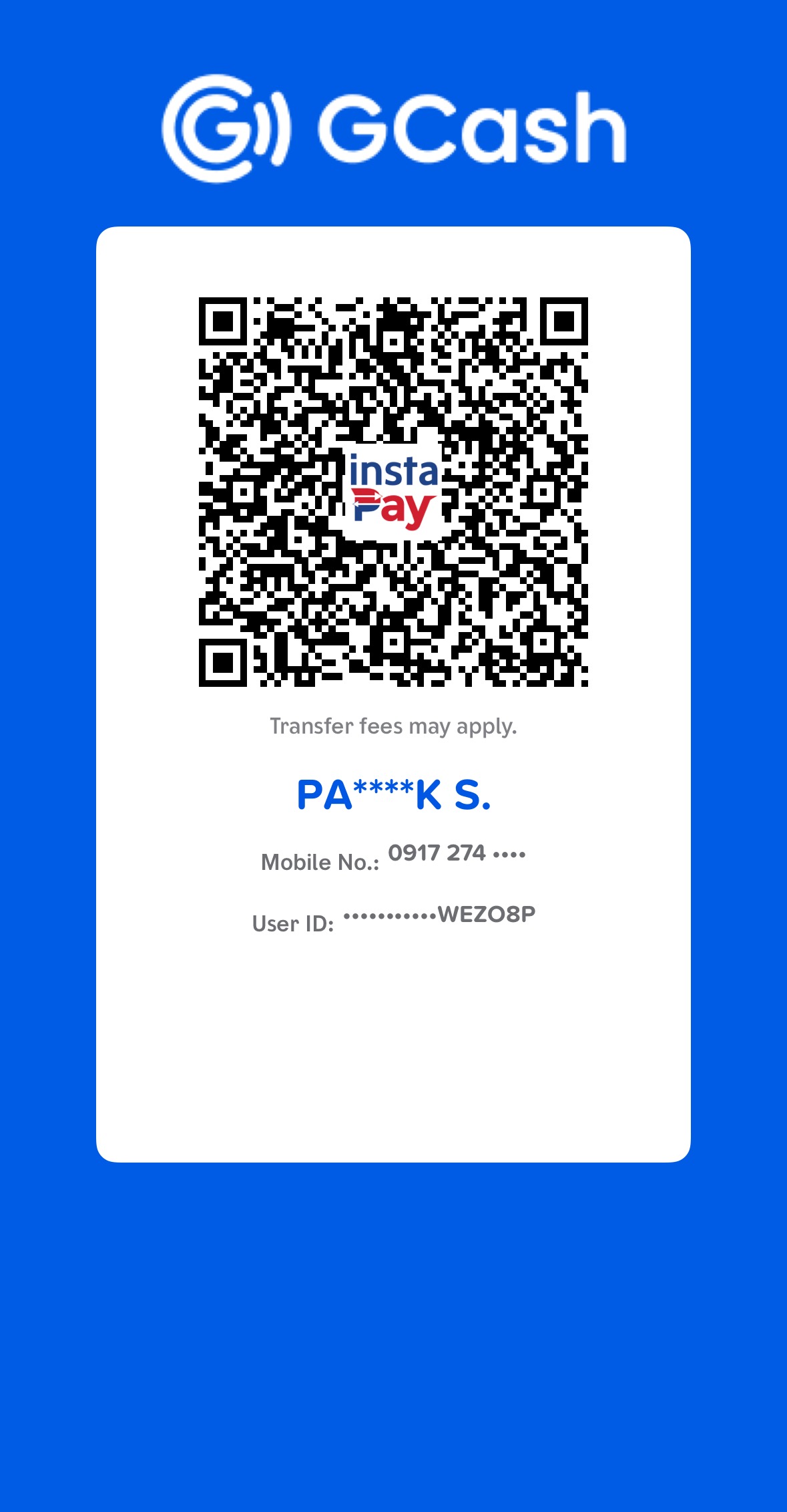 GCash QR code for Patrick Sutare
